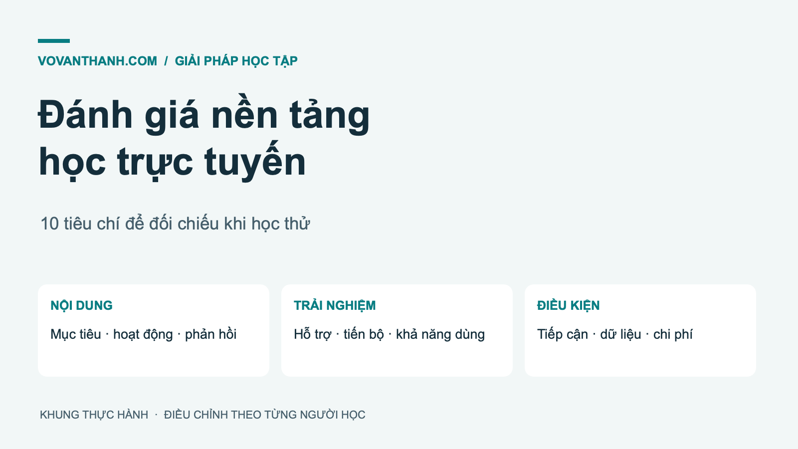 Đánh giá nền tảng học trực tuyến — nội dung, trải nghiệm và điều kiện
