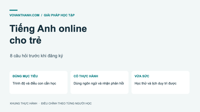 Khóa học tiếng Anh online cho trẻ — mục tiêu, thực hành và vừa sức
